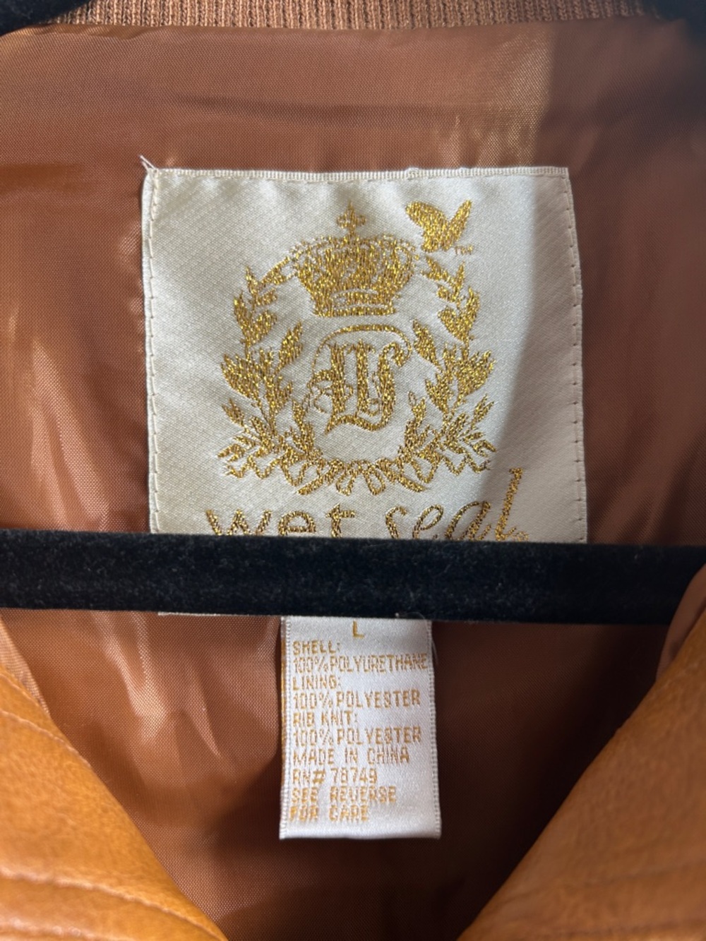 Wet Seal Women's Camel Brown Bomber Leather Jacket - Picture 3 of 4